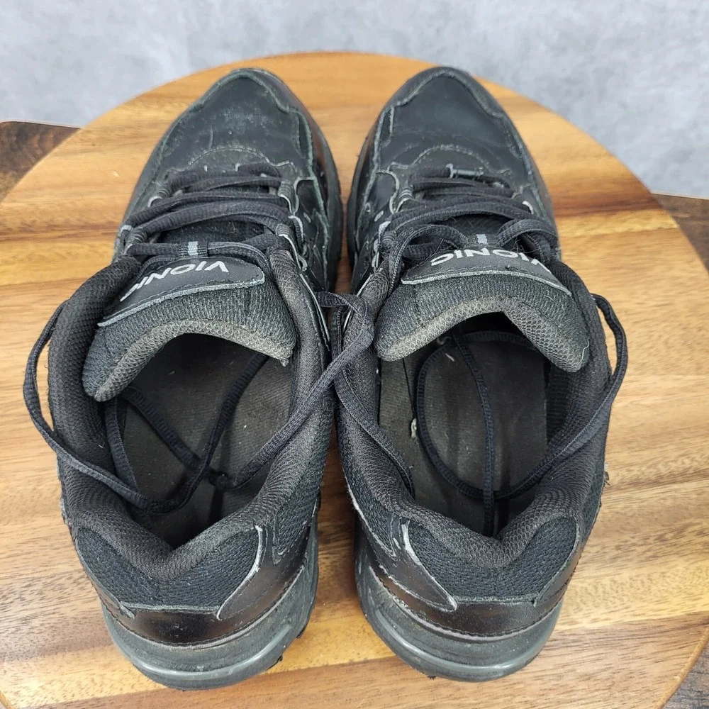Vionic Walker Sneakers Women 8 Black Leather Running Walking Comfort Ortho Shoes